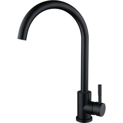Grifo de cocina negro, grifo mezclador giratorio de 360°, grifo de cocina de caño alto, grifo de fregadero de agua fría y caliente negro disponible. (1/4)