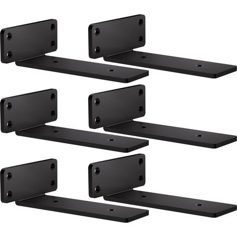 Regalwinkel, 6er-Pack, stabile Holzbrettträger, 15,2 cm, schwarz, robuste und langlebige L-förmige Metallregalwinkel.