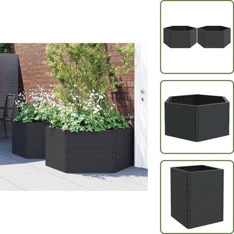 The Living Store Fioriere da Giardino 2 pz Antracite in PP - Fioriere in PP