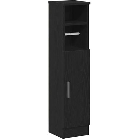 Meuble de salle de bain avec porte-rouleau noir 20,5x22x90 cm