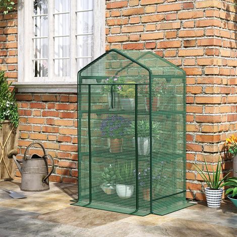 Mini-Gewächshaus 69x49x125 cm, Metall grün, 3 Etagen, platzsparend – MEUBLIV (1/5)