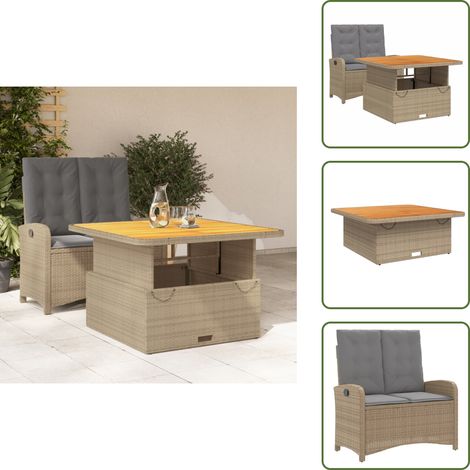 Cuscini da giardino - vidaXL Set da Pranzo da Giardino 2 pz con Cuscini Beige in Polyrattan - Rattan PE