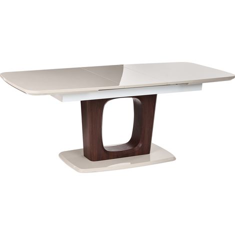 Mesa de comedor moderna extensible con tablero rectangular de MDF 160/200 x 90 cm comedor cocina beige claro Berrigan (1/5)