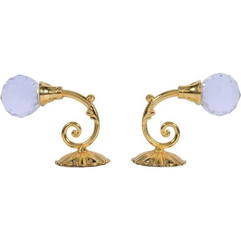 Vorhanghalter aus Metall und Kristallglas, für Wand, Fenster, Vorhänge, Raffhalter, Haken, Kleiderbügel, 4 Farben (2er-Pack) (Gold)