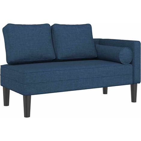 Chaise longue  Transat  Bain de soleil avec coussins bleu tissu (1/5)