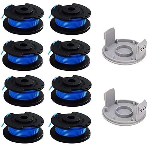 Bobines de fil pour Ryobi 18V/24V/40V - Diamètre 0,065 pouce - Compatible AC14RL3A - Lot de 8 bobines + 2 capuchons - Coupe précise.