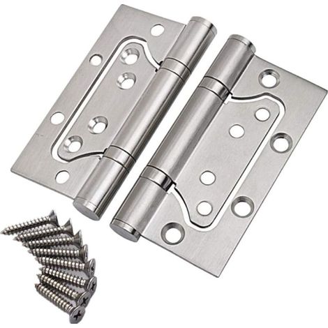 Set di 2 cerniere a scomparsa in acciaio inox, 10,5 cm – Portata 100 kg – Design a farfalla per una facile installazione – Per porte in legno (1/5)