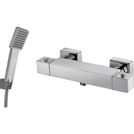 GRIFO TERMOSTÁTICO PARA DUCHA CUADRADO CON EQUIPO DE DUCHA (1/2)