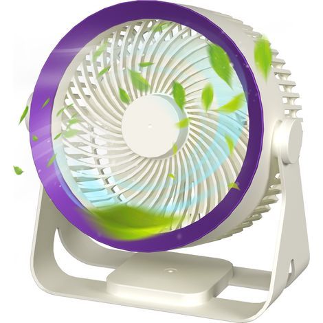 Ventilateur de table silencieux et portable sans fil, 3 vitesses, batterie rechargeable 2000 mAh, idéal pour la maison, le bureau, la chambre, les voyages, le camping, le mur et le plafond.