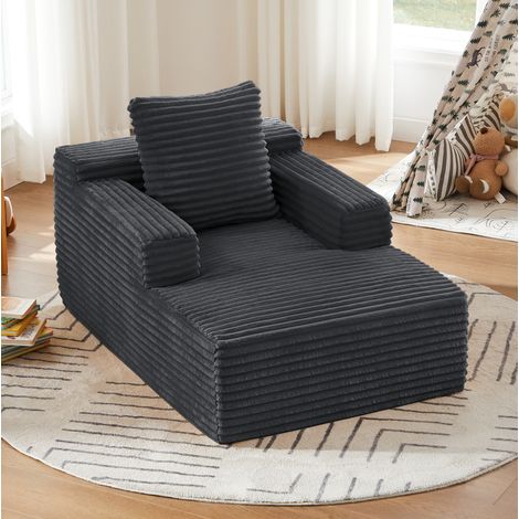 Chaise longue/poltrona relax e divano occasionale, non richiede montaggio, comoda imbottitura, velluto a coste grigio scuro (1/5)