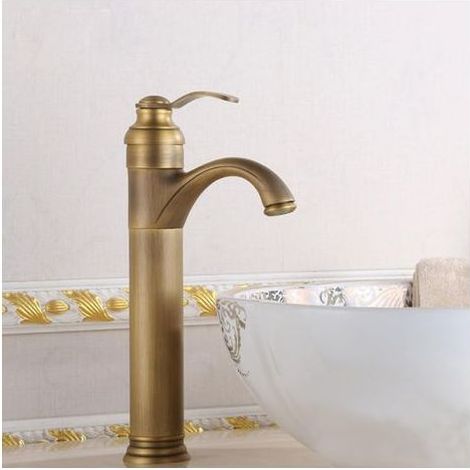 Rubinetto da bagno di lusso G3/8 in ottone anticato, montaggio su piano, acqua calda e fredda, miscelatore per lavabo, finitura bronzo, stile elegante (1/4)