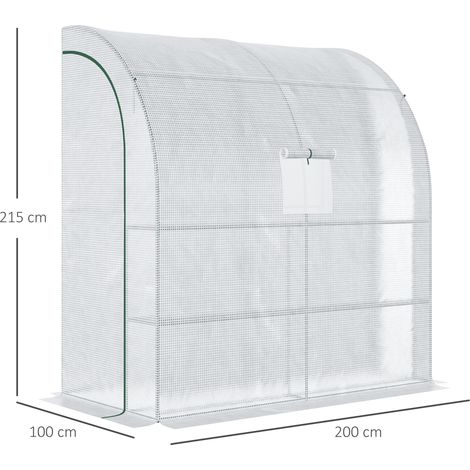 Serre en aluminium, serre à tomates avec fenêtres grillagées, serre chaude avec portes enroulables, serre de propagation avec protection UV, blanche, 200 x 100 x 215 cm (1/5)