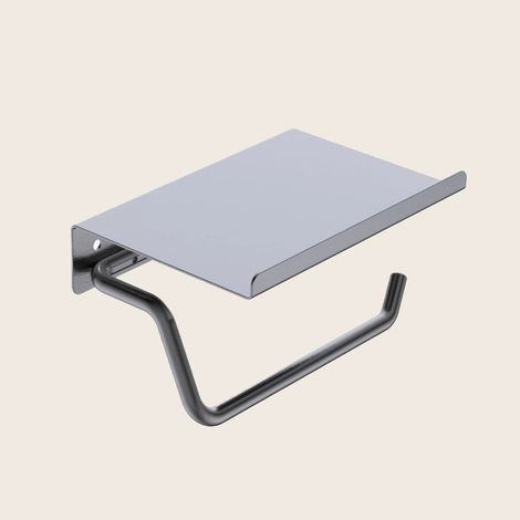 Exagonshop Portarotolo con mensola grigio metallico Minimal