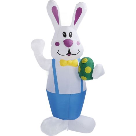 Aufblasbarer Hase als Gartendekoration, 1,8 m, mit LED-Beleuchtung, niedlich, einfach aufzubauen, aufblasbare Außendekoration für Ostern und Weihnachten, 220-V-EU-Stecker (1/5)