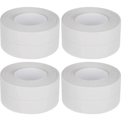 Bandes de calfeutrage imperméables et anti-moisissures pour cuisines et salles de bains (3,8 cm x 3,2 m) (blanc, paquet de 4) (1/5)