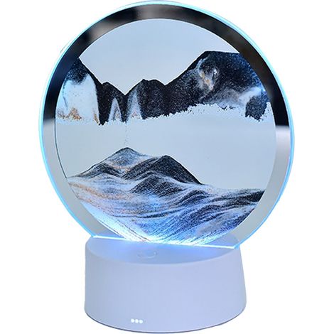 Lampe de table effet sable, sablier 3D 7 couleurs, art des sables mouvants, décoration de chevet pour chambre d'hôtel, paysage en noir et blanc (1/5)