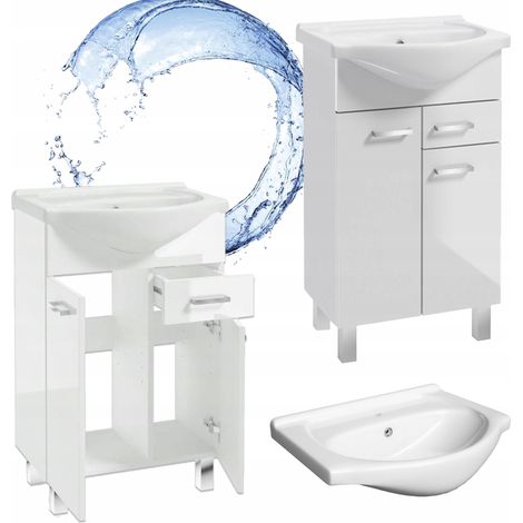 STAMAR  Badezimmerschrank mit Waschbecken - 50 cm - Weiß - Elegant - Feuchtigkeitsschutz - Praktisch