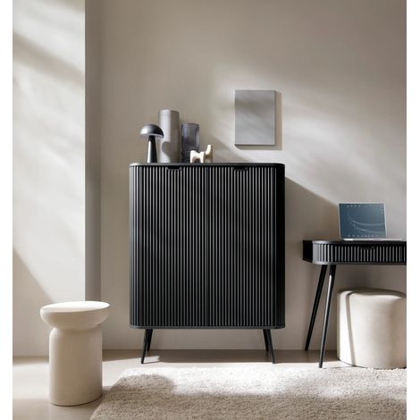 AX LIVING Highboard Schrank Salvia K103 103 cm breit Modern in Schwarz