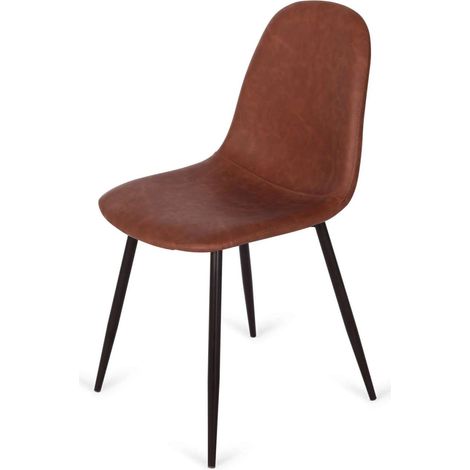 Pack de 4 sillas modelo Córdoba vintage polipiel cuero viejo, 86cm(alto) 43cm(ancho) 55cm(fondo)