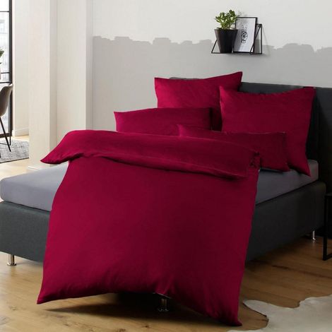 Bettwäsche 155x220 Mikrofaser Bügelfrei 155 x 220cm 80 x 80cm 07 Rot (1/5)