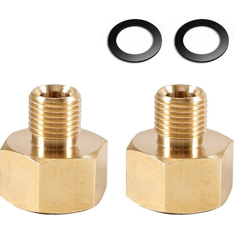 Lot de 2 adaptateurs de gaz 1/2" droit vers 1/4" gauche - Adaptateur de bouteille de gaz 1/2" IG x 1/4" AG - Pour réchaud à gaz, réchaud de camping, cuisinière à gaz, GPL (1/5)