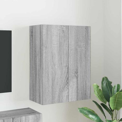 Meuble TV mural-Banc TV-Meuble Télé Gris Sonoma 59,5 x 31 x 80 cm Bois d'ingénierie (1/5)