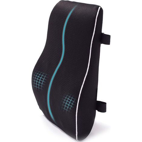 Coussin de chaise de bureau à la taille oreiller lombaire, Noir (Mesh) + bordure, 46 40 12 / 6cm (1/5)