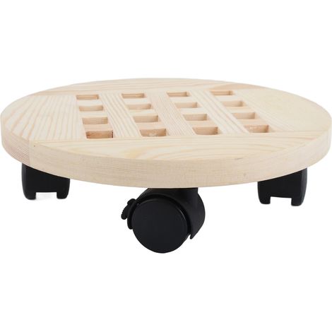 Plateau roulant en bois pour plantes avec 6 roues pivotantes - Support de jardin mobile (1/5)