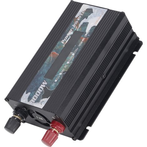 12V auf 220V 3000W modifizierter Sinus-Wechselrichter, 2,0A USB-Anschluss, LCD-Bildschirm, eingebauter Lüfter, Schwarz fürs Auto (1/5)
