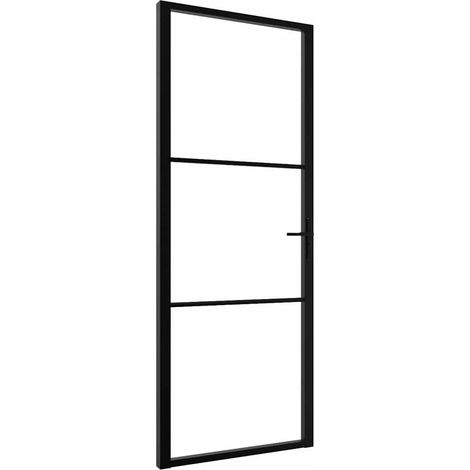 vidaXL Puertas interiores 76 x 201,5 cm Aluminio Negro y Transparente (1/2)