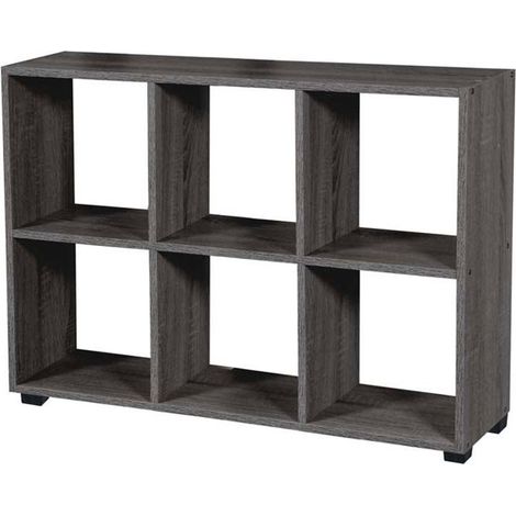 Libreria rettangolare divisorio sei cubi posti grigio 90x24x60 (1/2)