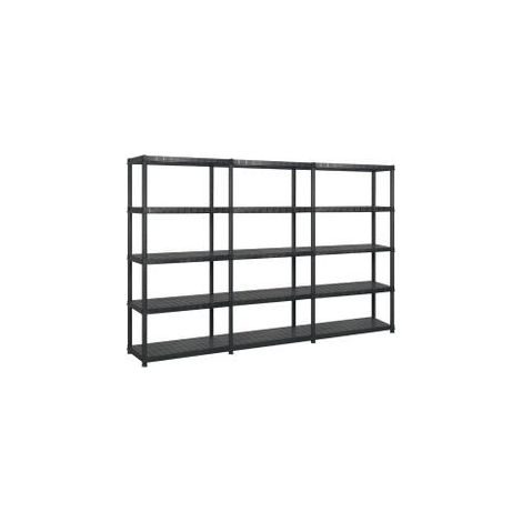 Étagère de rangement à 5 niveaux Noir 255x40x185 Plastique (1/5)