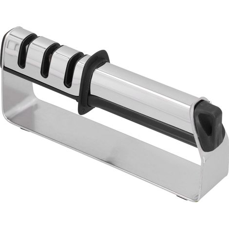 Aiguiseur de couteaux 3 étages en acier inoxydable, affûteur manuel pour cuisine, outil de meulage multifonction, accessoire ménager. (1/5)