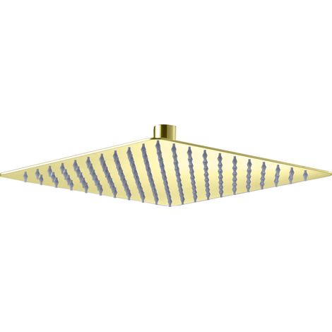 Rociador extraplano cuadrado 30×30 cm acero inox oro