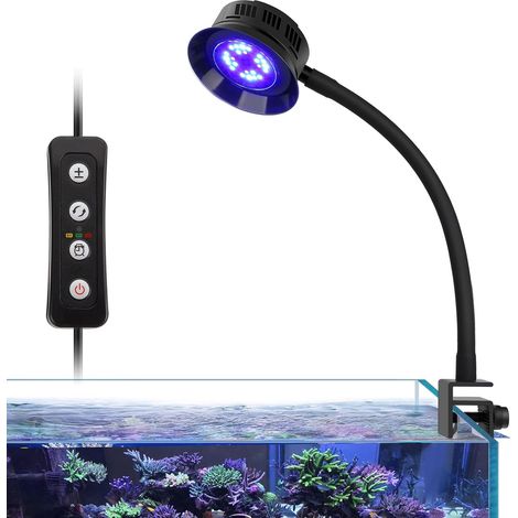 Ansteckbare LED-Meerwasseraquarienleuchte, 30 W Vollspektrum-LED-Meerwasseraquarienleuchte mit einstellbarer Helligkeit und 3 Timer-Einstellungen für Korallen-Meerwasseraquarien [Energieklasse E]