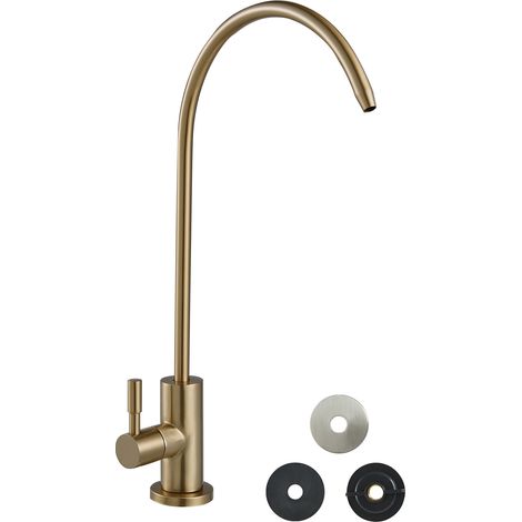 Mophorn Edelstahl-Trinkwasserhahn aus bleifreiem Material, Umkehrosmose-Wasserhahn mit robustem Messingventil, Filterwasserhahn für Küchenspüle in gebürstetem Gold, korrosionsbeständig und langlebig