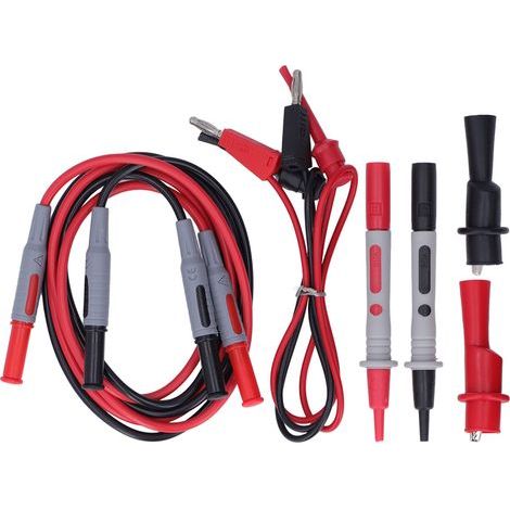 Kit de test pour multimètre : cordons de connexion, crochets de test, pinces crocodiles, embouts et sondes. (1/5)