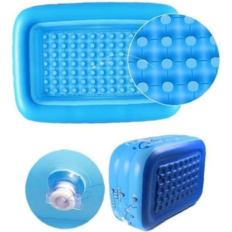 Piscine Gonflable - Rectangulaire - 120 x 80 x 50 cm - PVC Épais - Pour Enfants - Bleu - 1 Pièce