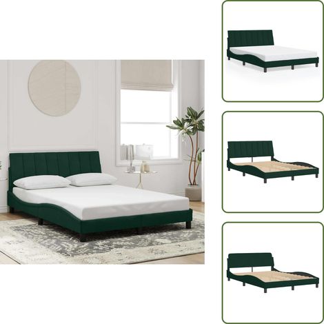 The Living Store Bettgestell ohne Matratze Dunkelgrün 140x190 cm Samt - Bettsofa - Doppelbett - Boxspringbetten - Samtcouch - Wohnbereich Dekoration