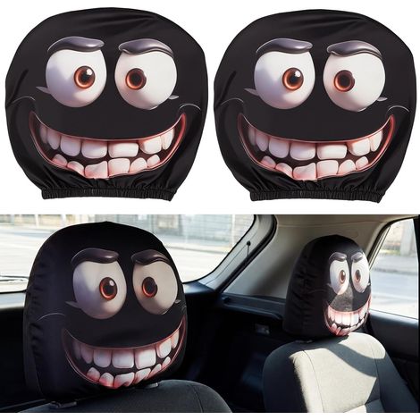 2 Pcs Funny Headrest Covers Headrest Covers Car Interior Accessories Funny Car Interior Decoration Accessoire de voiture amusant - Housse d'appui-tête de voiture amusante - Universelle (1/5)