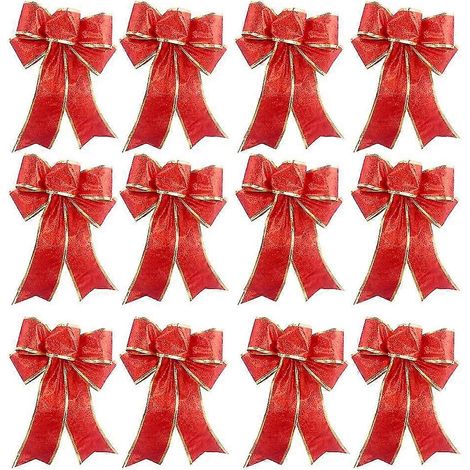 12 Lazos Navideños Brillantes para Adornos de Árbol de Navidad y Decoración para Fiestas Navideñas (1/5)