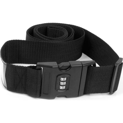 Lot de 2 sangles à bagages réglables, noires, avec fermoir de sécurité, pour attacher solidement les bagages pendant le voyage.-AquaForge (1/5)