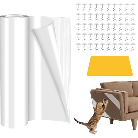 Anti-Claw Cat Sofa Protector, 40 x 500 cm, Anti-Claw Cat Sofa, Transparent Protective Sticker for Furniture, Countertops, Doors & Walls (1/5)