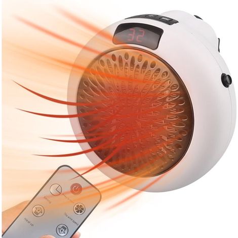 Radiateur soufflant mural céramique PTC 400W avec télécommande, chauffage électrique silencieux pour salle de bain et chambre jusqu'à 20 m² (1/5)