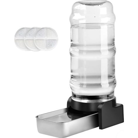 8.6L Distributeur d'eau pour Chien Chat, Distributeur Eau Automatique par Gravité avec Gamelle INOX et 3 Filtres, Grande Capacité Distributeur Eau pour Animaux de Compagnie, sans Électricité (1/5)