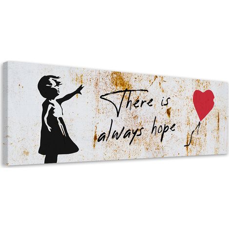 Tableau sur toile Fille Banksy avec ballon 90x30 (1/5)