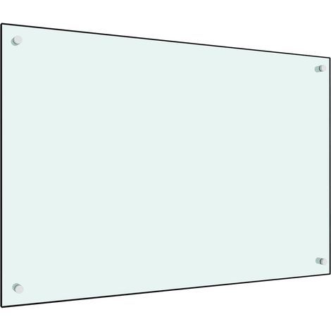 Dosseret de cuisine  Fond de hotte  Crédence de cuisine Blanc 90x60 cm Verre trempé NSME7396 (1/4)
