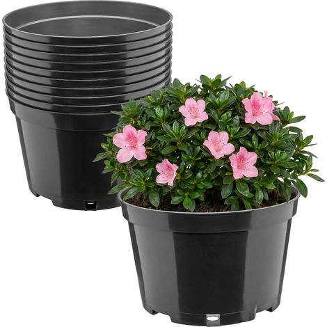 Garronda x10 Pots de Pépinière Ronds en Plastique Ø20 x 13 cm (3L) - Pot Semis Robuste avec Drainage Repiquage Pot de Fleur et Culture pour Serre Horticulture Jardin Intérieur Extérieur GD-0202