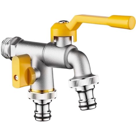 Rostfreier Außenwasserhahn, Doppelschlitzhahn, abnehmbarer Metall-Wasseranschluss, zuverlässiges Gartengerät, ideal zum Reinigen und Bewässern von Rasenflächen, Terrassen, Veranden usw.