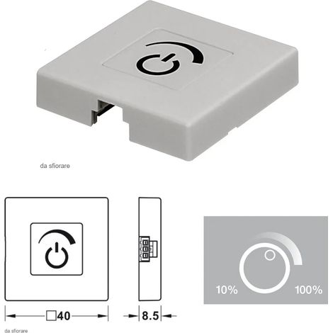 INTERRUTORE A SFIORO DIMMERABILE 40X40mm HAFELE DA APPLICARE BIANCO 833.89.177 SENZA CAVO
